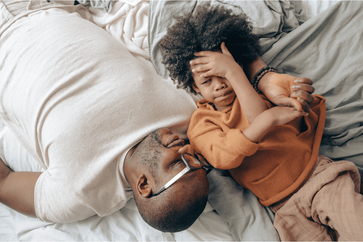 son disappointed in sleeping dad, black family