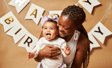 mother and child celebrate first birthday