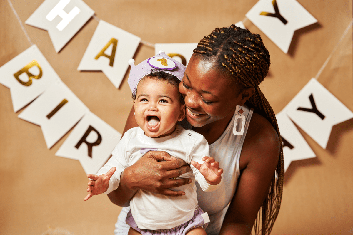 mother and child celebrate first birthday