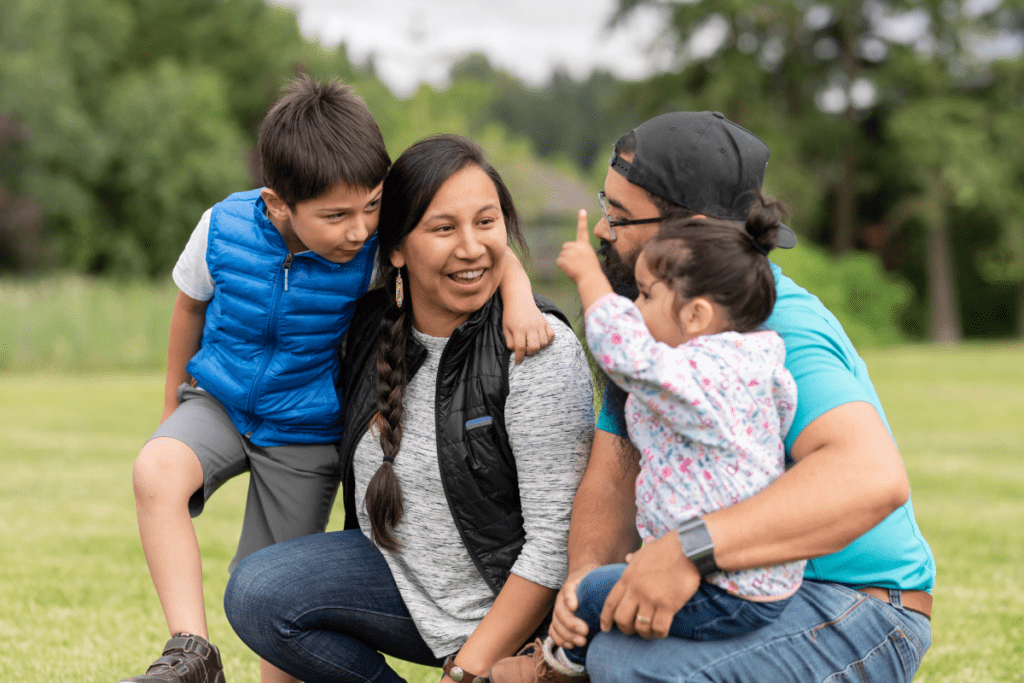 native american family in park