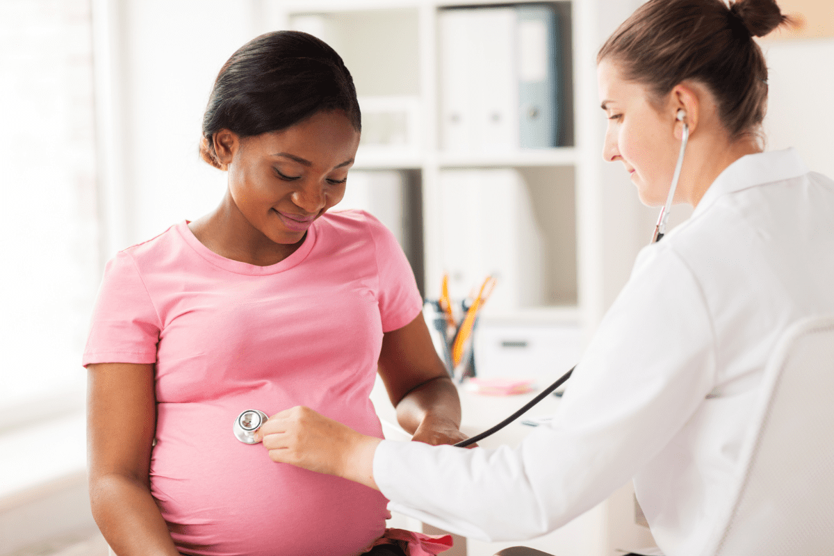pregnant woman gets checkup