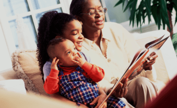 grandma reads to children