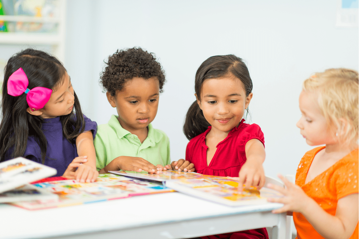 group of children reading