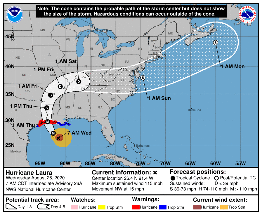 Hurricane Laura Path Map