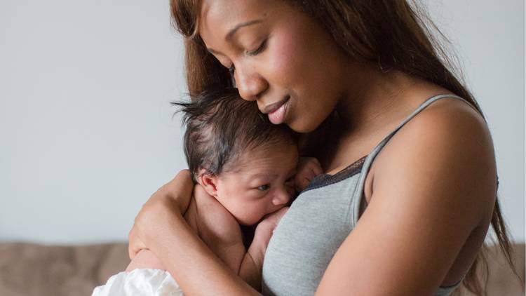 Mother holding baby