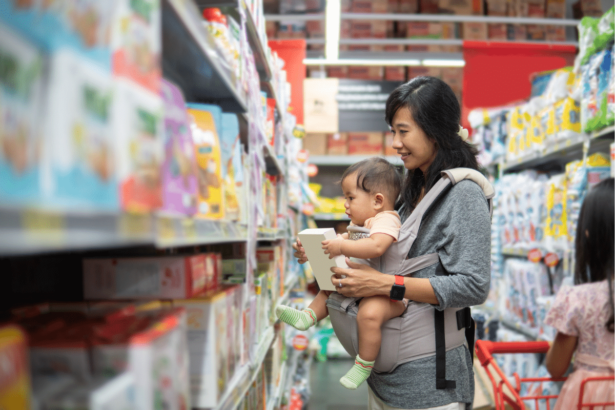 Mom and baby go shopping