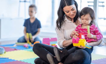 childcare holding child