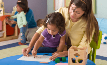 childcare drawing with child