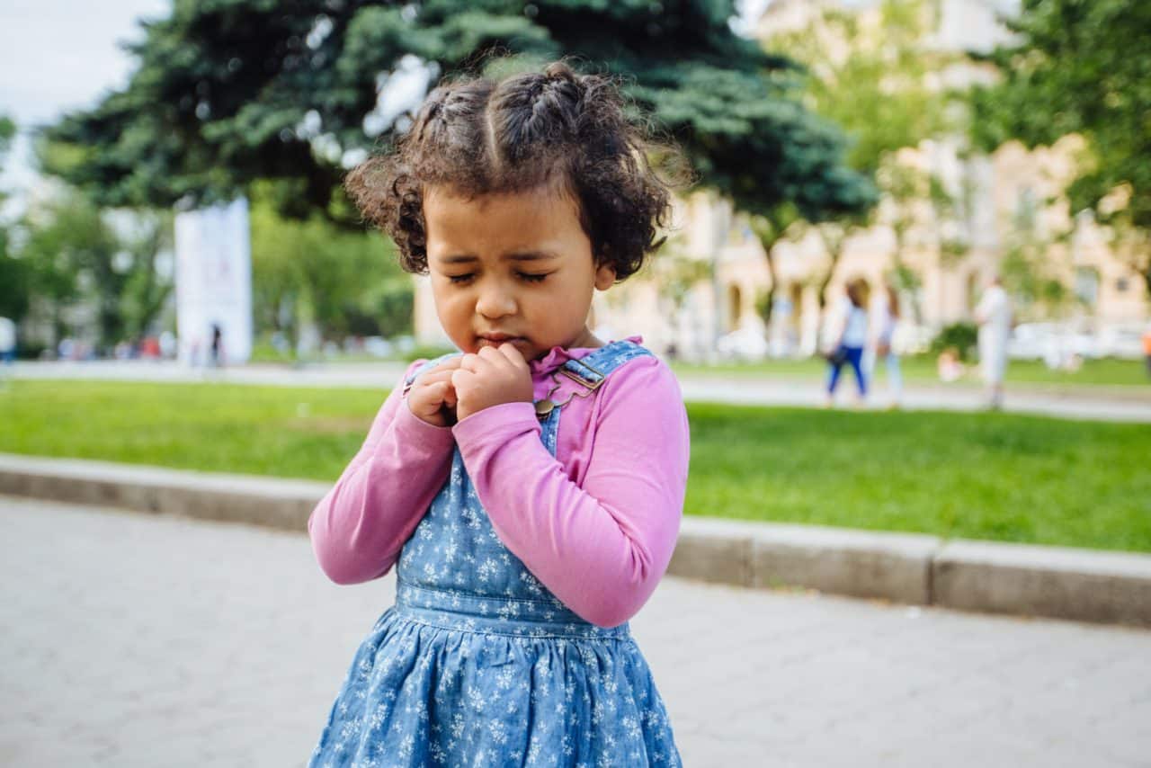 Toddler girl practicing mindfulness