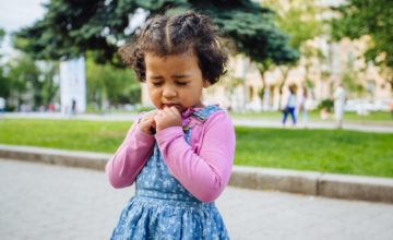 Toddler girl practicing mindfulness