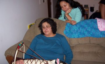 Sophia with Auntie, Manaia and cradleboard