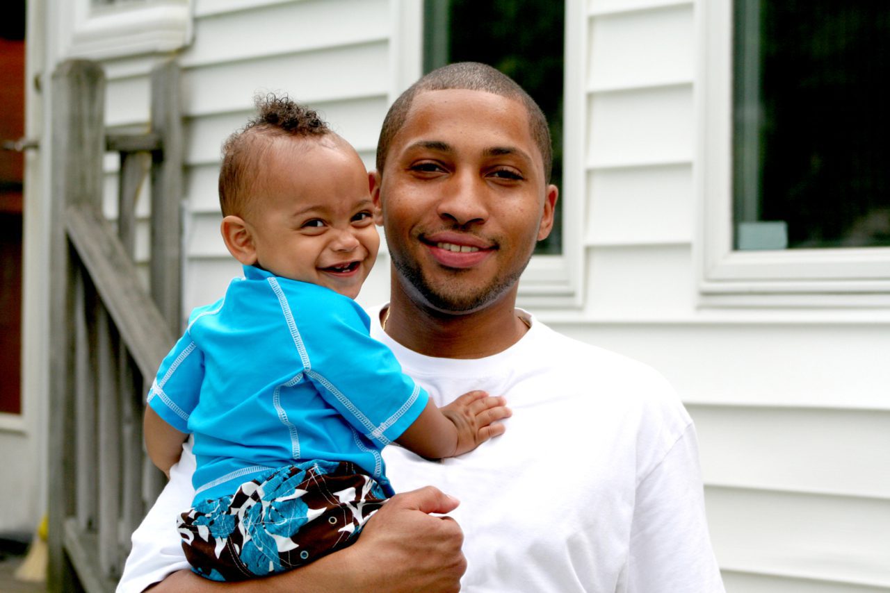 Biracial African American Family Backyard Smiling