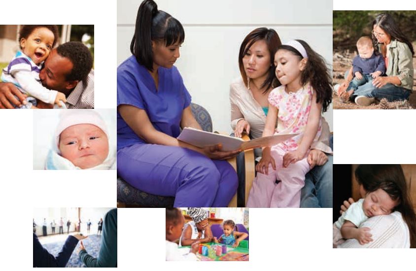 Collage of children and caregivers