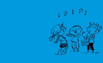 cartoon illustration of children singing
