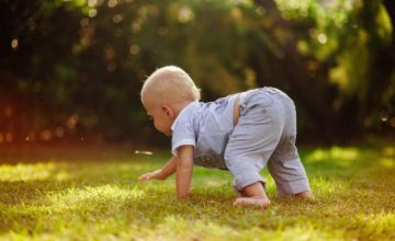 Baby learning to crawl