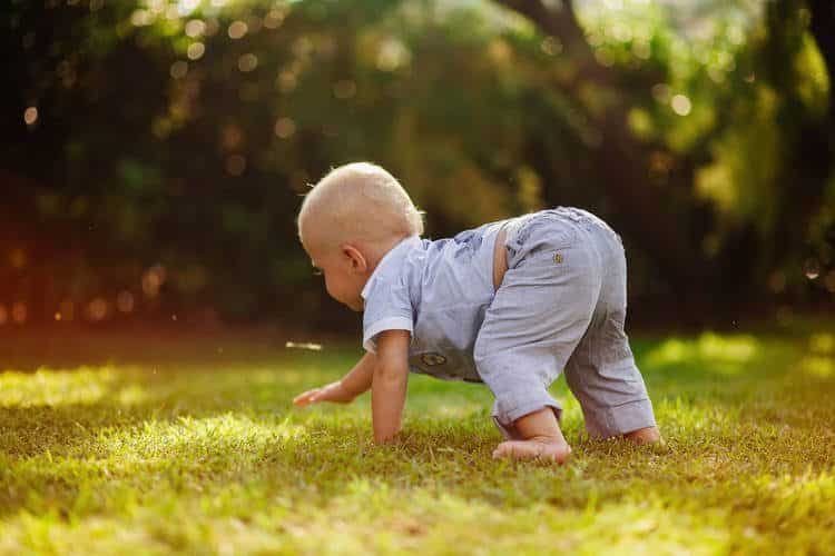 Baby learning to crawl