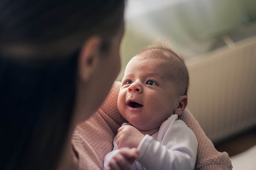 Mother gazing at baby