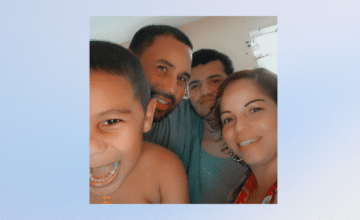 family with mother, father, teen son, and young son