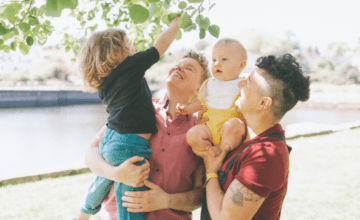 lesbian family with baby and toddler