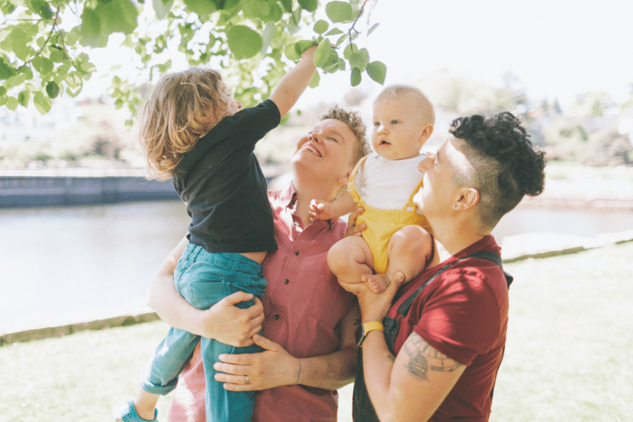 lesbian family with baby and toddler