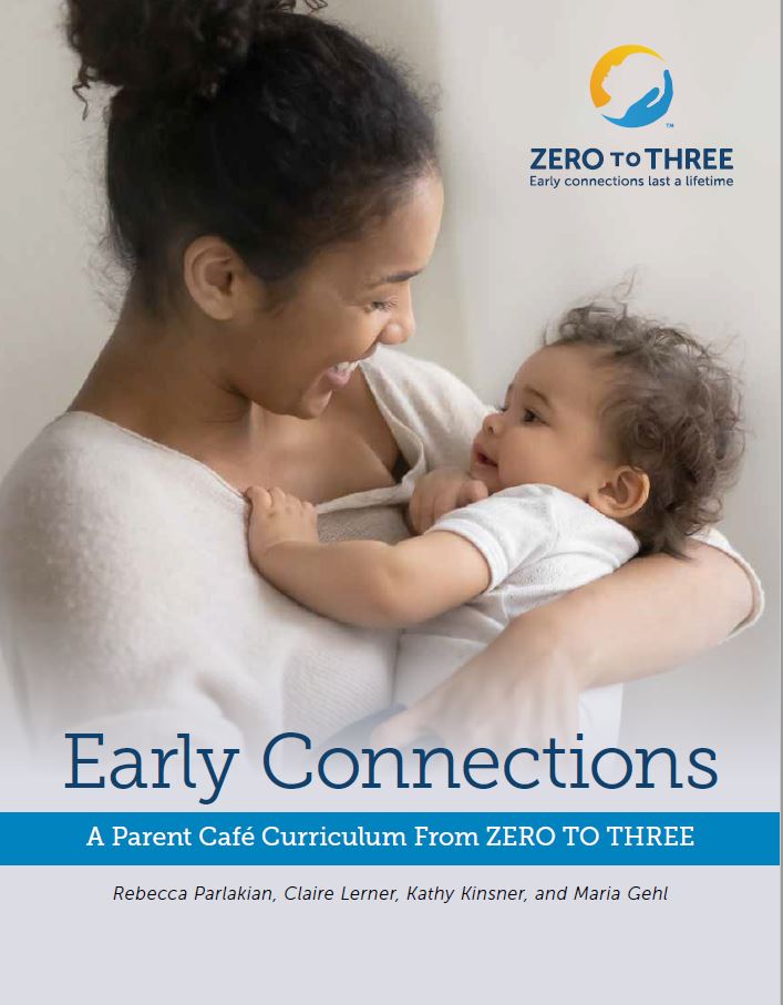 Cover Image for Early Connections, a Parent Cafe Curriculum, featuring a mother holding an infant.