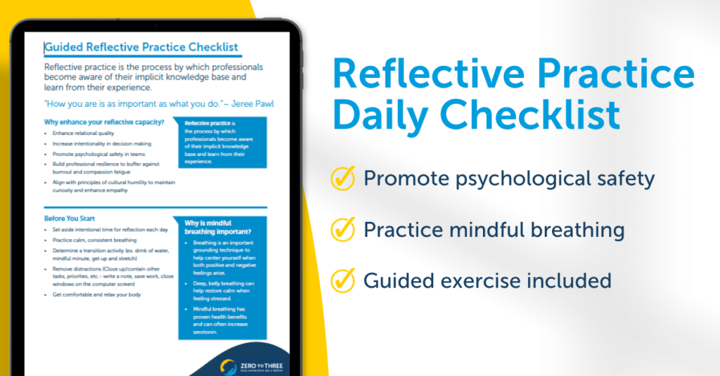 Promotion graphic for the Reflective Practice for Early Childhood Professionals Daily Checklist