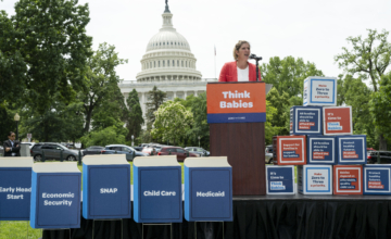 Strolling Thunder families gather on Capitol Hill for a rally, Tuesday, May 20, 2025 in Washington. Families from all 50 States took part in Strolling Thunder an ongoing effort by ZERO TO THREE’s “Think Babies” initiative to press lawmakers to enact policies that build economic security and healthy developments for all babies. (Kevin Wolf/AP Content Services for Zero To Three)