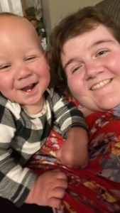 Megan and baby Brayden, a 2025 Strolling Thunder family from Maine