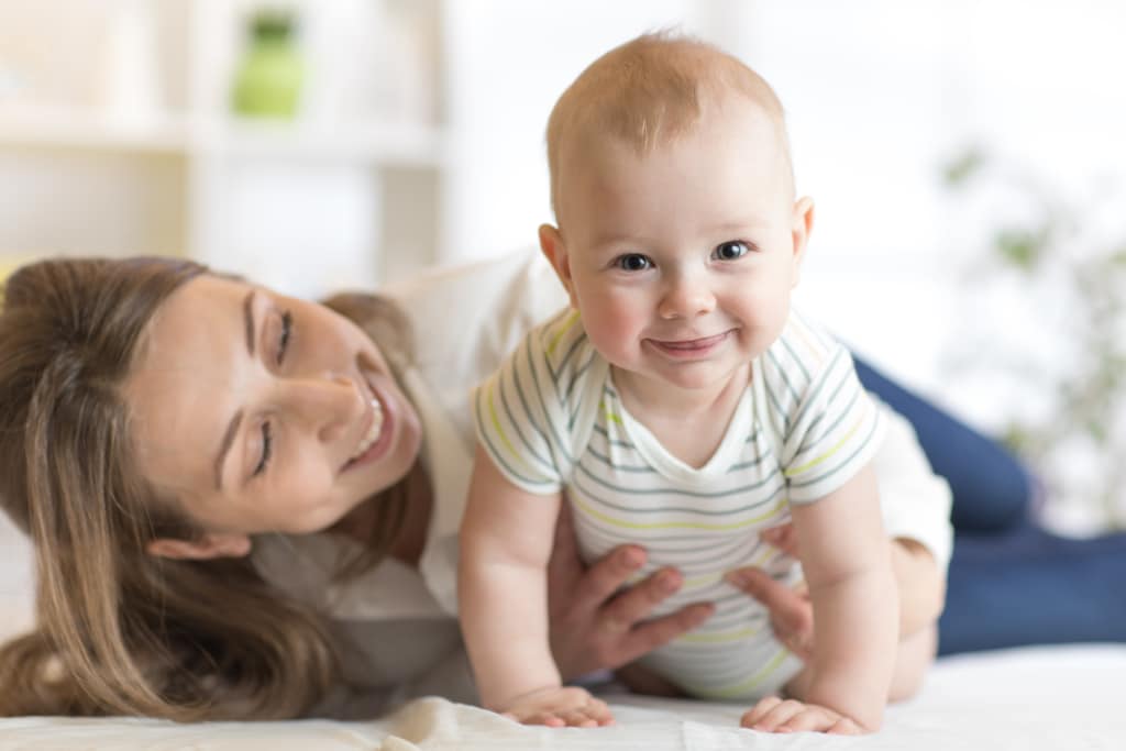 Mother with her 3-month old baby