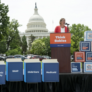 Strolling Thunder families gather on Capitol Hill for a rally, Tuesday, May 20, 2025 in Washington. Families from all 50 States took part in Strolling Thunder an ongoing effort by ZERO TO THREE’s “Think Babies” initiative to press lawmakers to enact policies that build economic security and healthy developments for all babies. (Kevin Wolf/AP Content Services for Zero To Three)